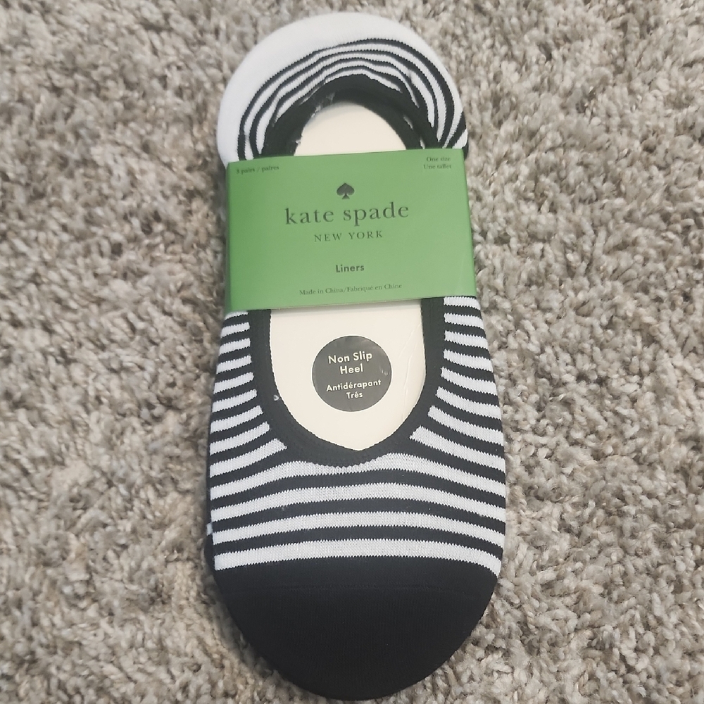 Kate Spade Black & White Striped Socks